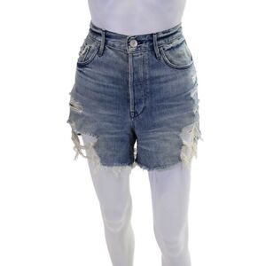 3x1 NYC Womens Cotton Distressed Detail Buttoned Denim Shorts Blue Size 29